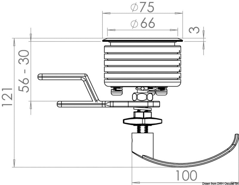 Eclipse MK2 pull latch 75 mm w/grip - foto originale Osculati Srl