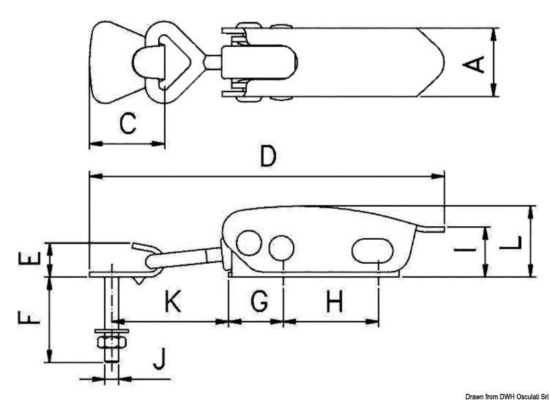 Elastic level lock 106 mm - foto originale Osculati Srl