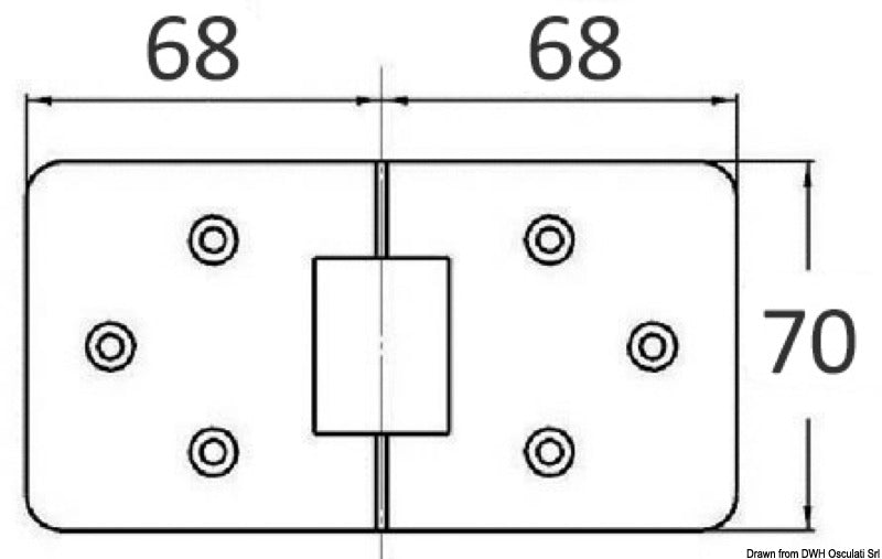 Microcast hinge w/studs 140 x 70 mm - foto originale Osculati Srl
