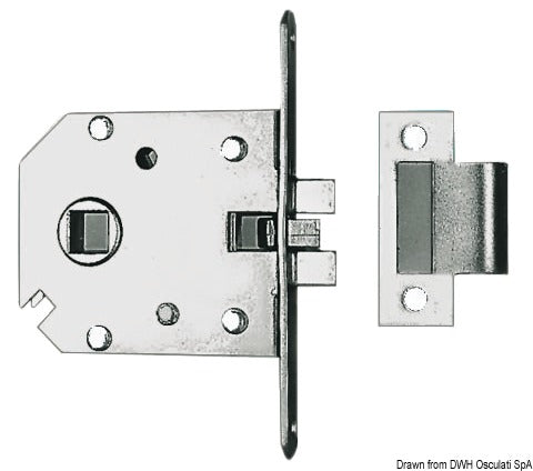 Recess-fit simple lock chromed brass 68x60x9 mm - foto originale Osculati Srl