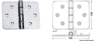 Large hinge 130x100 mm - foto originale Osculati Srl