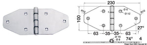 Large hinge 230x100 mm - foto originale Osculati Srl