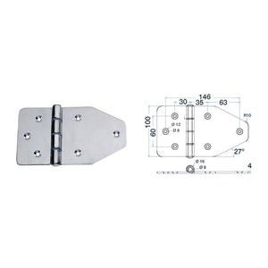 Large hinge 180x100 mm - foto originale Osculati Srl