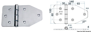 Large hinge 180x100 mm - foto originale Osculati Srl