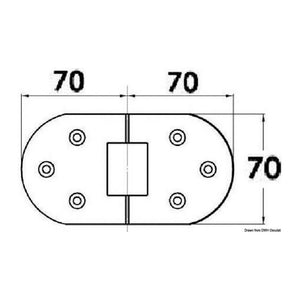 Hinge 180° rotation w/studs 140x70 mm - foto originale Osculati Srl