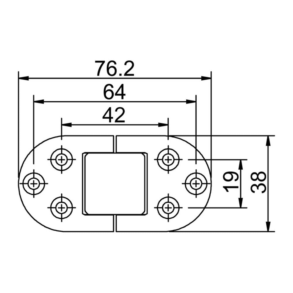 Self holding hinge with 2 pins 76x38 mm - foto originale Osculati Srl