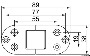 Cerniera autoreggente a 2 perni 89x38 mm - foto originale Osculati Srl