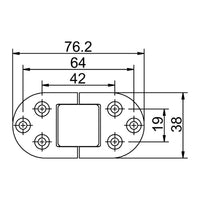Cerniera inox con fori 76x38 mm
