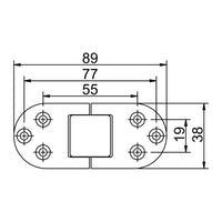 Edelstahlscharnier mit Bohrungen 89x38 mm