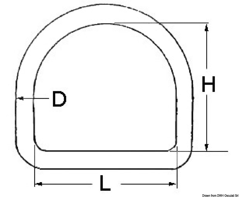 D-ring 6x50 mm (pack of 10) - foto originale Osculati Srl