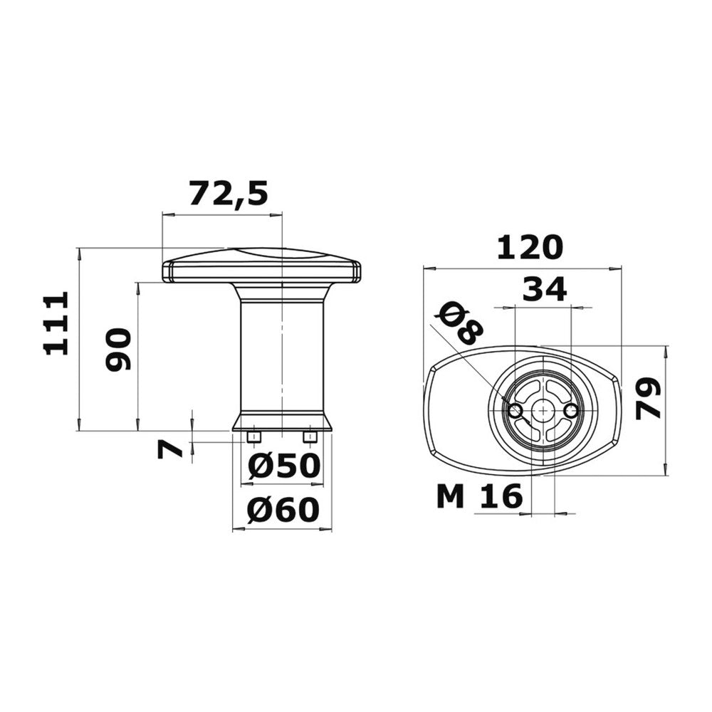 Single mushroom pushbutton f. modular system - foto originale Osculati Srl