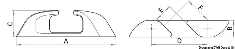 Capri SS angled fairlead 150mm (L + R) - foto originale Osculati Srl
