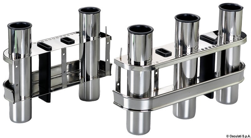 SS rod holder for bulkhead mounting 3 rods - foto originale Osculati Srl