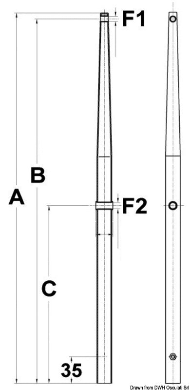 Stanchion for female base AISI316 710 mm - foto originale Osculati Srl