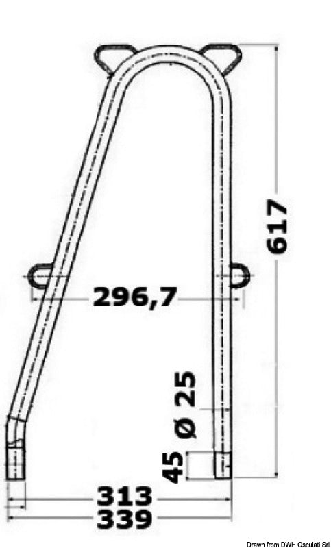 Double stanchion without stud - foto originale Osculati Srl
