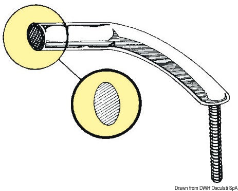 Oval pipe handrail SS external screws 407 mm - foto originale Osculati Srl