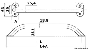 Oval pipe handrail AISI316 19x25 mm 450 mm - foto originale Osculati Srl