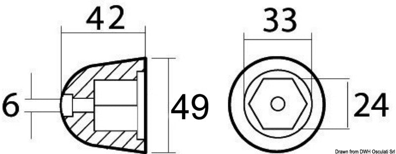 Tecnoseal Zinc spare anode orig. ref. 201180 - foto originale Osculati Srl