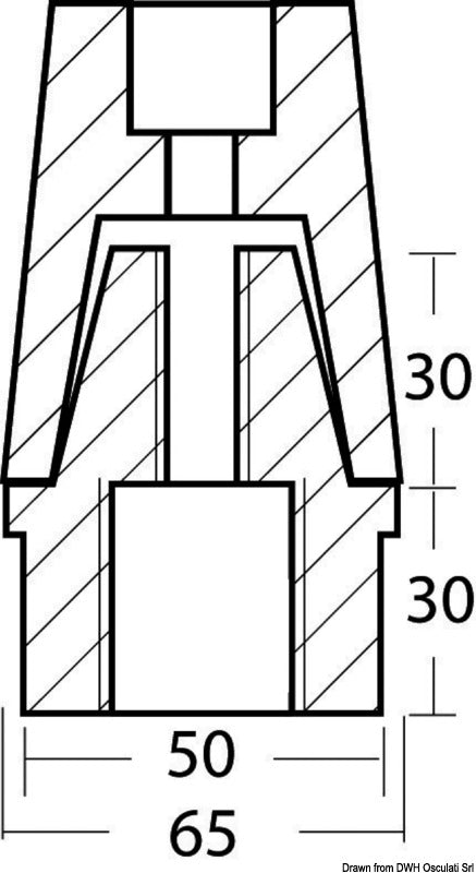 Tecnoseal Ogive shaft anode w/aluminium plate 35 mm - foto originale Osculati Srl
