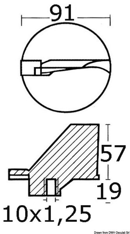 Tecnoseal Aluminium fin anode 100/225 HP - foto originale Osculati Srl
