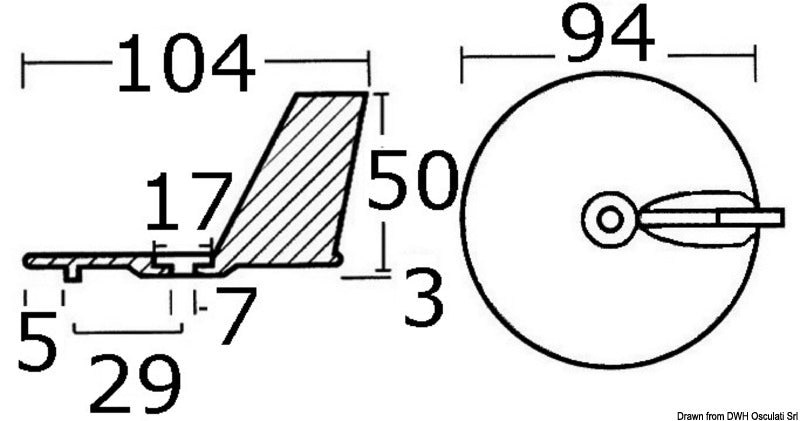 Tecnoseal Zinc anode for Yamaha/Mariner 20/50 HP - foto originale Osculati Srl
