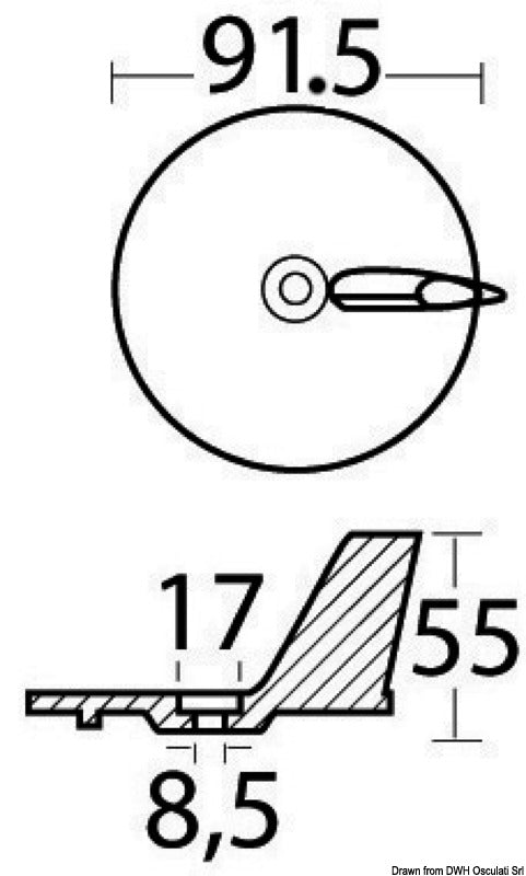 Tecnoseal Zinc anode for Yamaha/Mariner 20/50 HP - foto originale Osculati Srl