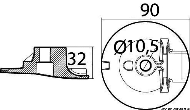 Tecnoseal Engine plate magnesium anode 200/350 HP - foto originale Osculati Srl