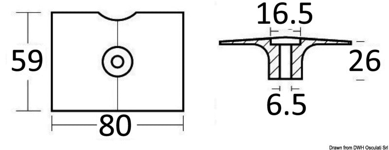 Tecnoseal Aluminium anode 9.5/15 HP 2-stroke - foto originale Osculati Srl