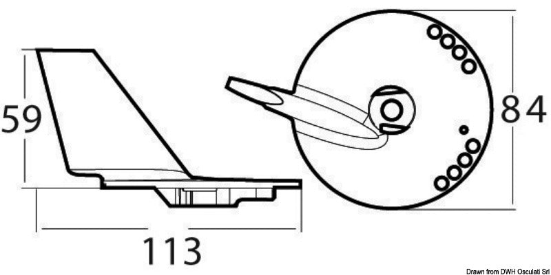 Tecnoseal Aluminium fin anode Suzuki DF60/140 with bores - foto originale Osculati Srl