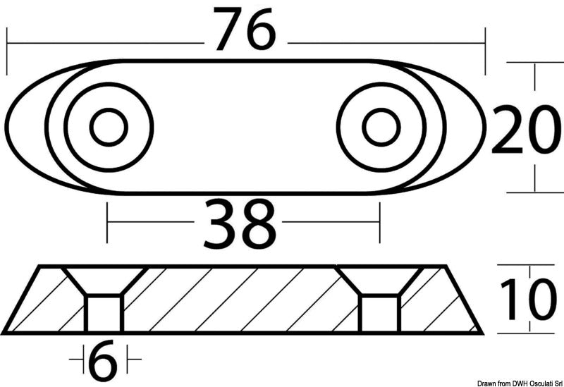Tecnoseal Zinc plate anode 40/50 HP 4-stroke - foto originale Osculati Srl