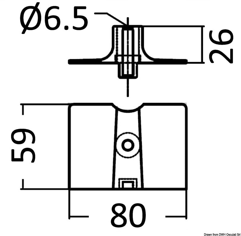 Tecnoseal Zinc plate anode Yamaha 80 x 58 mm - foto originale Osculati Srl