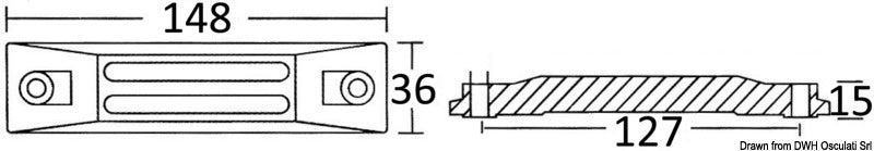 Tecnoseal Aluminium plate anode for 35/50 HP - foto originale Osculati Srl