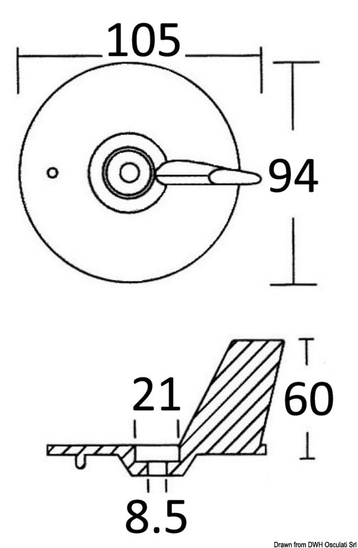 Tecnoseal Magnesium fin anode Honda 25/50 HP - foto originale Osculati Srl