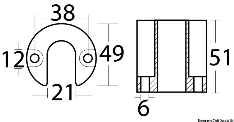 Tecnoseal Bravo/Blackhawk leg anode - foto originale Osculati Srl