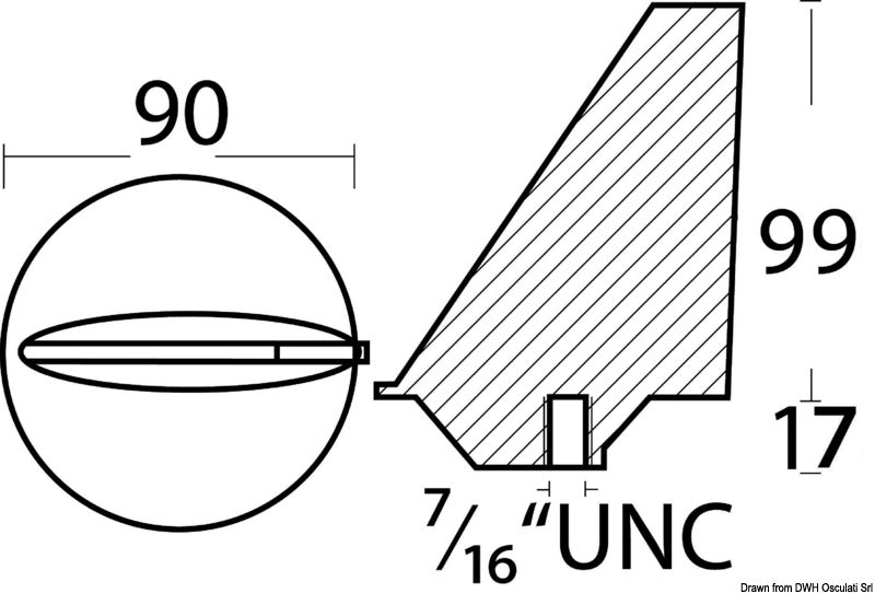 Tecnoseal Zinc fin anode for stern drive - foto originale Osculati Srl