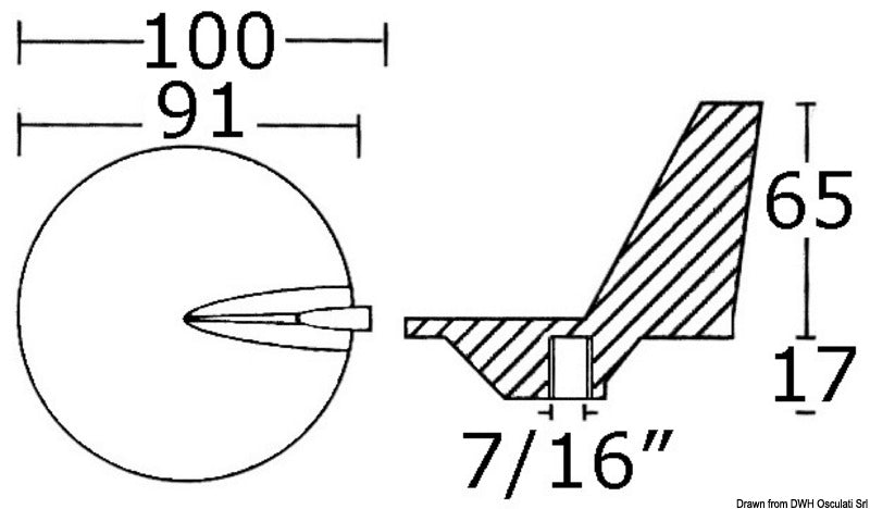 Tecnoseal Anode for leg w/SS propeller 50/140 HP - foto originale Osculati Srl