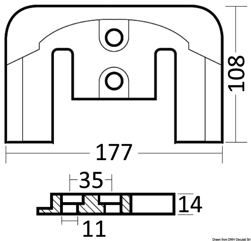 Tecnoseal Zinc plate anode for Bravo - foto originale Osculati Srl