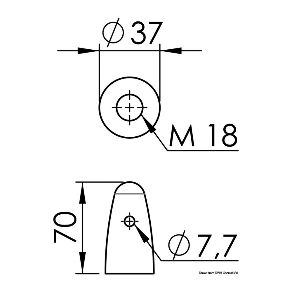 Tecnoseal Zinc ogive for propeller Ø 22/25/30 mm - foto originale Osculati Srl
