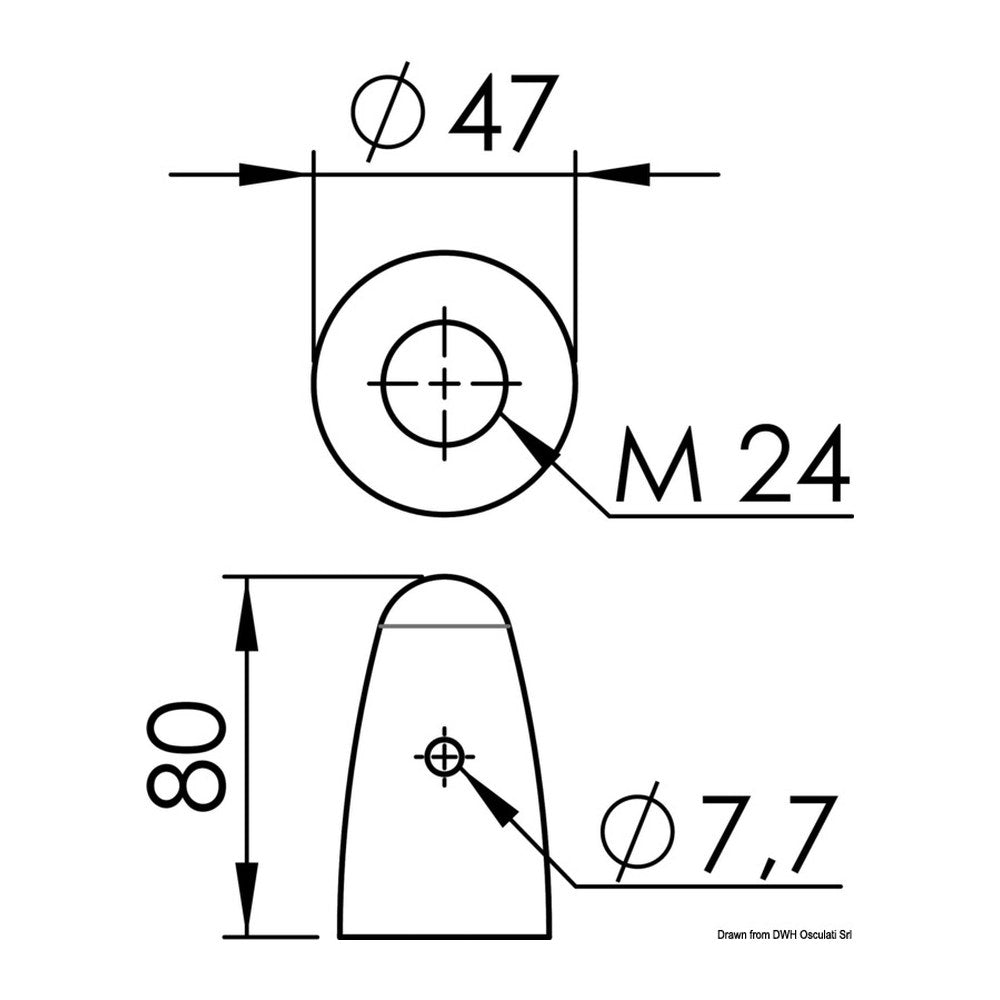 Tecnoseal Zinc ogive for propeller Ø 35/40 mm - foto originale Osculati Srl