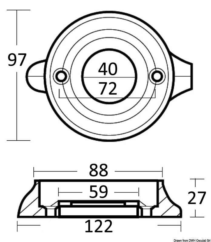 Tecnoseal Aluminium collar anode for Sail Drive Ø 97 mm - foto originale Osculati Srl