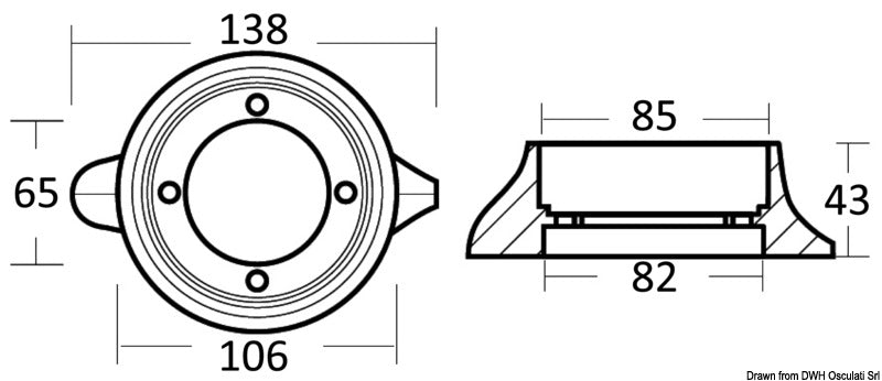 Tecnoseal Aluminium collar anode for Sail Drive Ø 105 mm - foto originale Osculati Srl