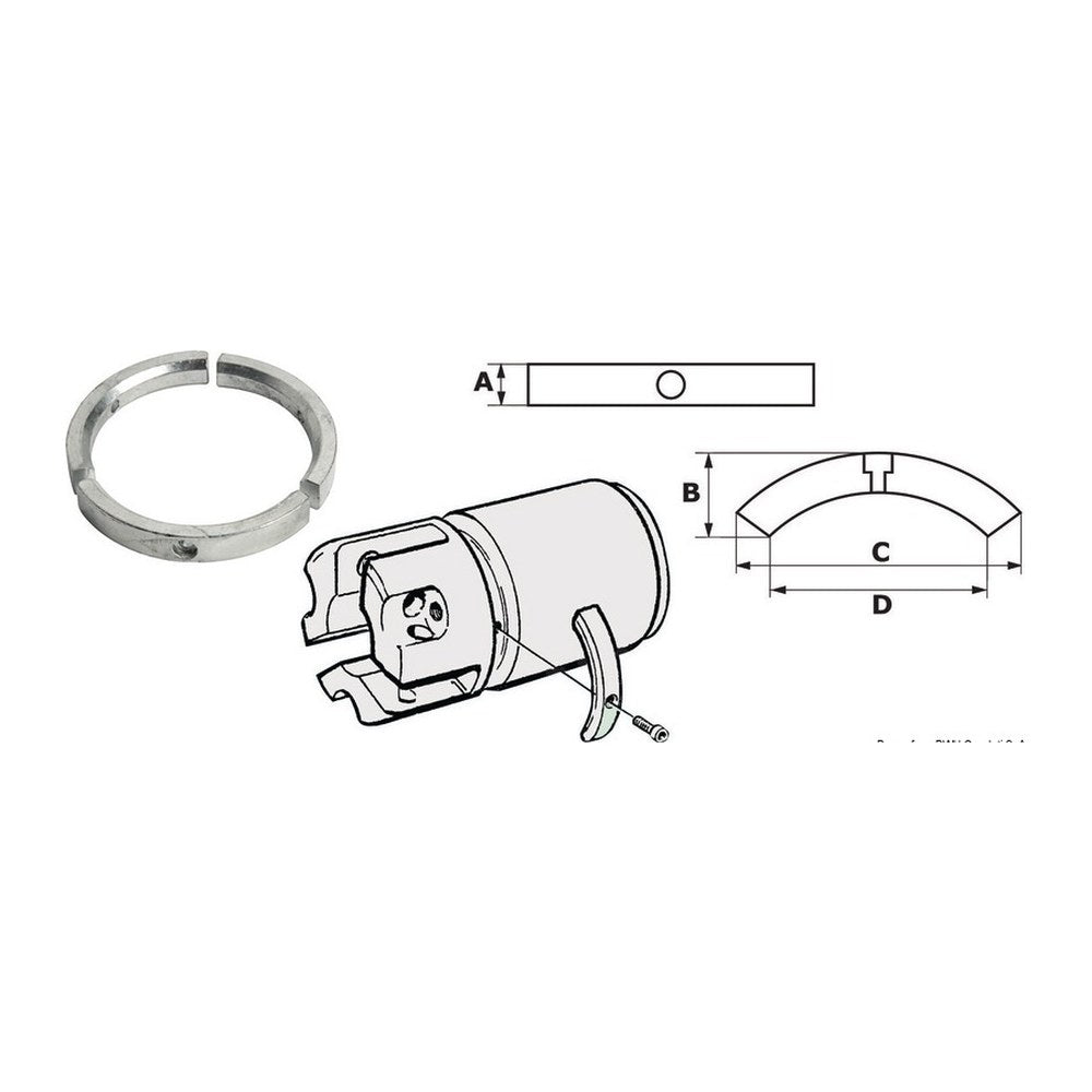 Tecnoseal Kit 3 zinc anodes f.Sail Drive 3-blade propeller - foto originale Osculati Srl
