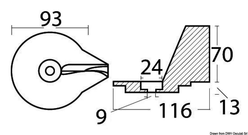 Tecnoseal Magnesium fin anode 25/50 HP 2/4-stroke - foto originale Osculati Srl