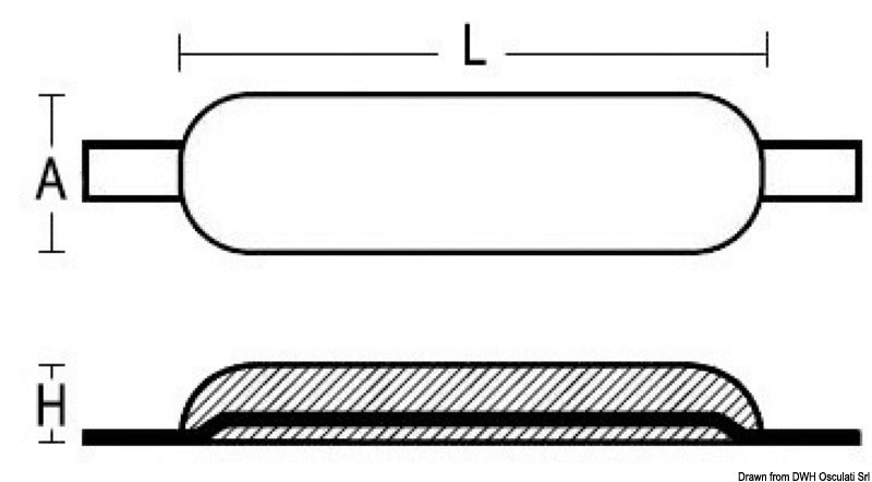 Tecnoseal Magnesium anode to be welded 400 x 152 mm 4 kg - foto originale Osculati Srl