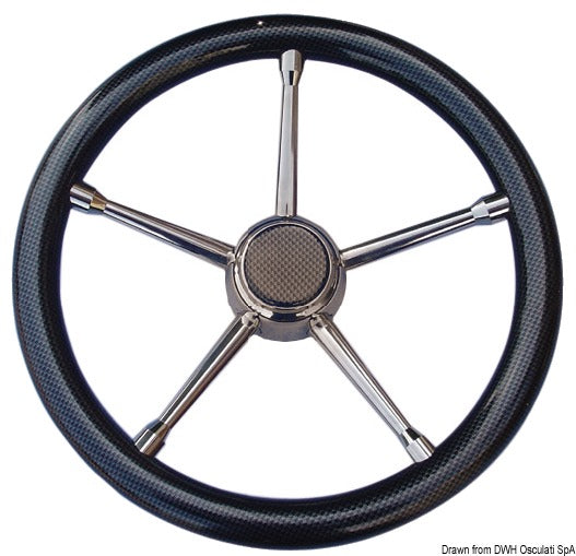 A soft polyurethane steering wheel grey/SS 350 mm - foto originale Osculati Srl