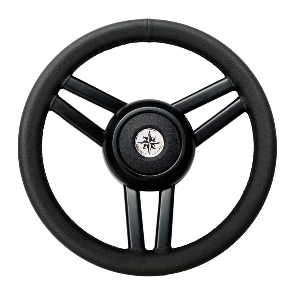 Ghost steering wheel black SS spokes Ø 350mm black leath - foto originale Osculati Srl