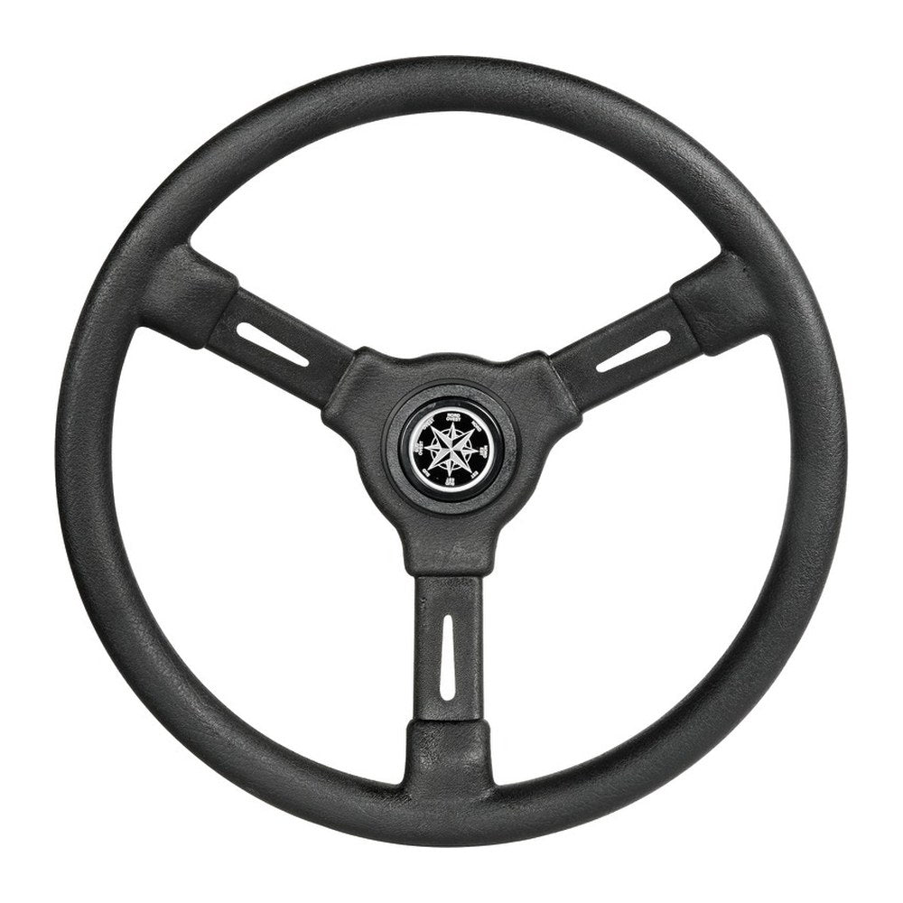3-spoke steering wheel black 355 mm - foto originale Osculati Srl