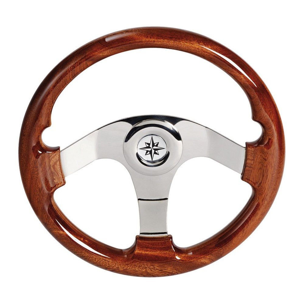 Mahagoni steering wheel SS spokes+hub 350 mm - foto originale Osculati Srl