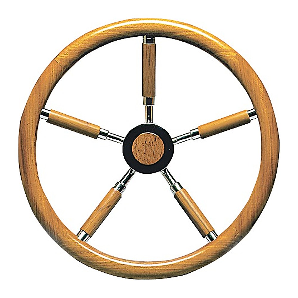 SS steering wheel w/teak external rim 400 mm - foto originale Osculati Srl