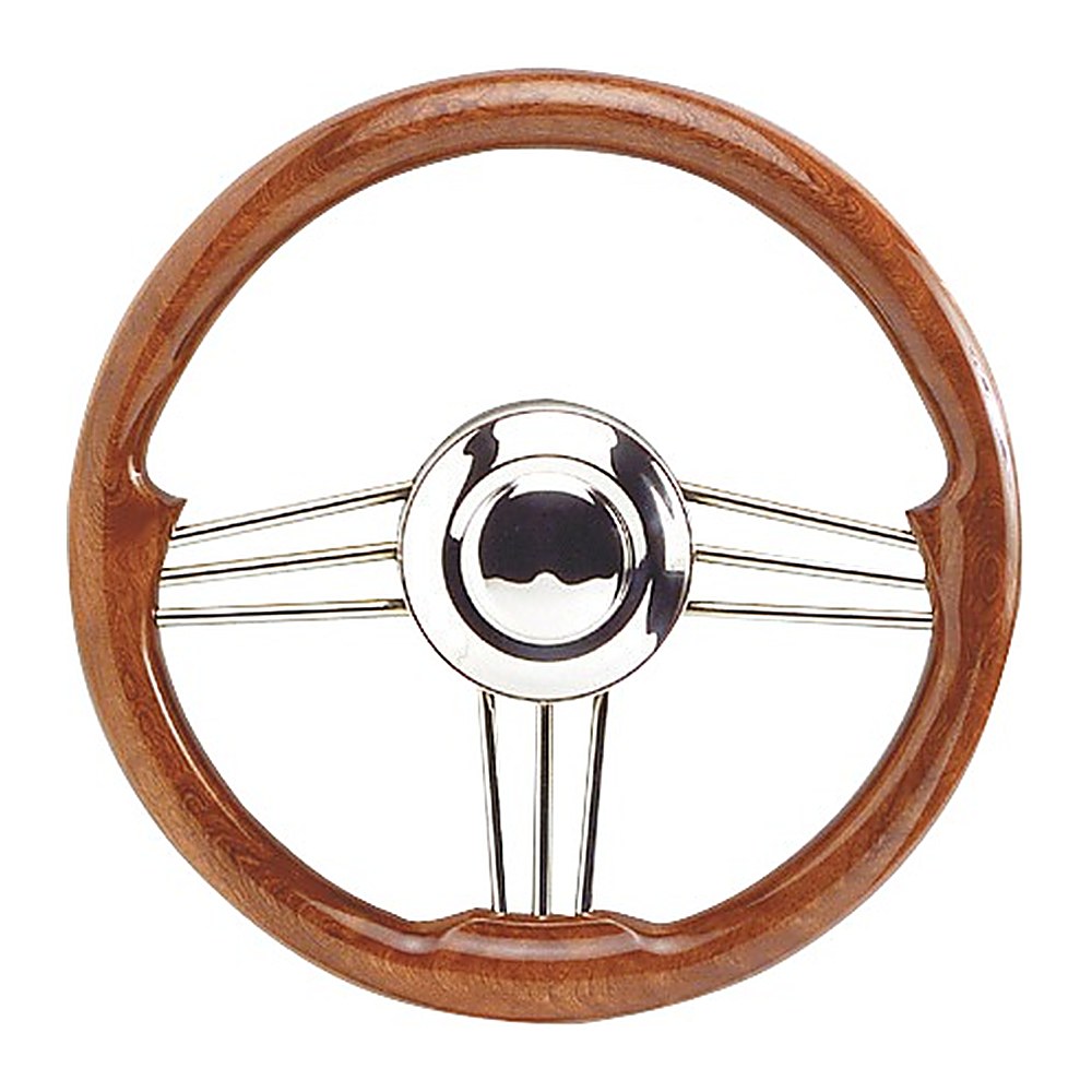 SS+mahogany steering wheel 350 mm - foto originale Osculati Srl